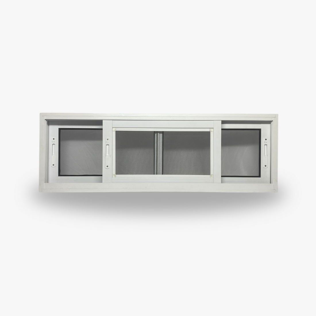 Janela de Correr Três Folhas - Branca com Tela Mosquiteira Linha Suprema