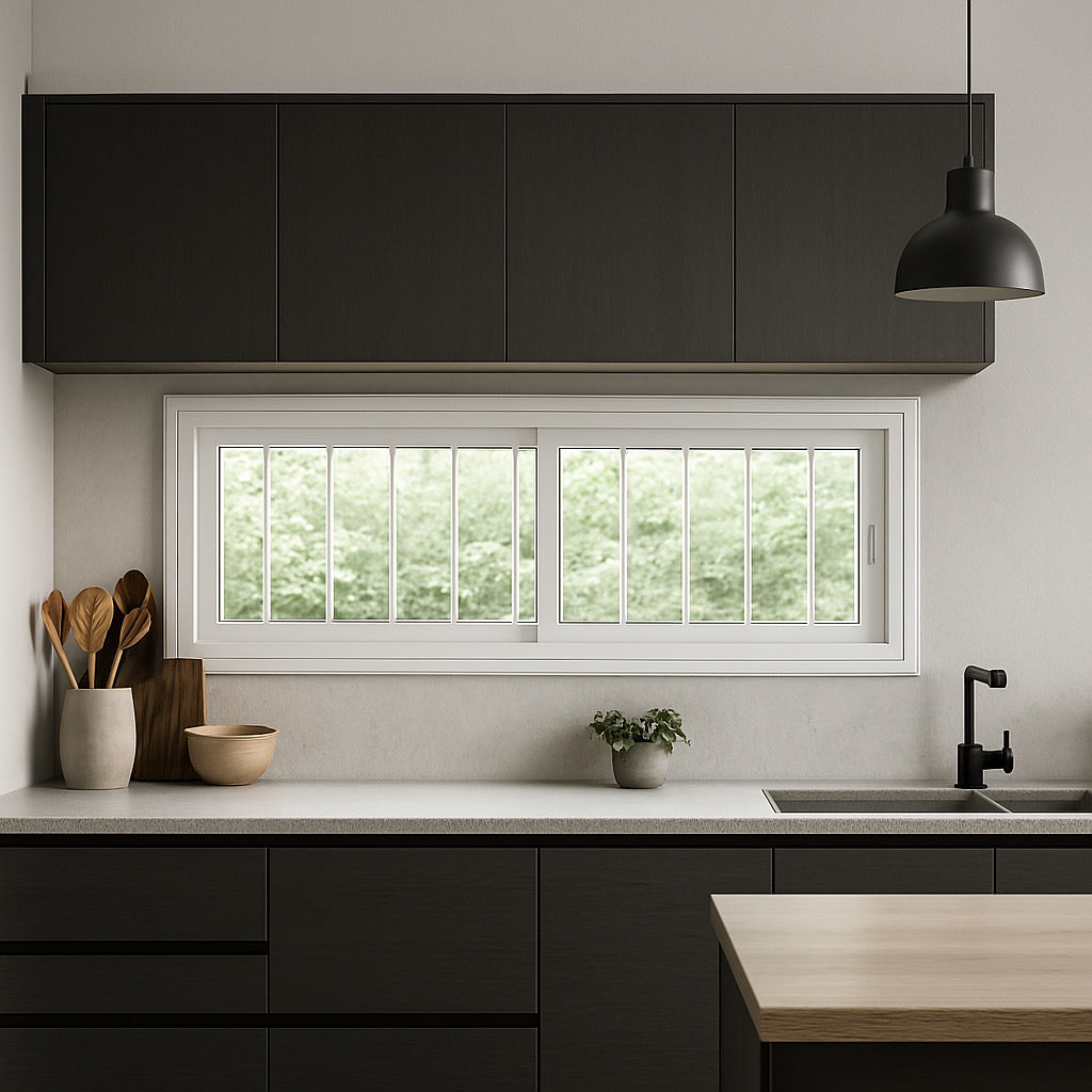 Janela de Correr Duas Folhas - Branca com Grade Embutida Linha Suprema