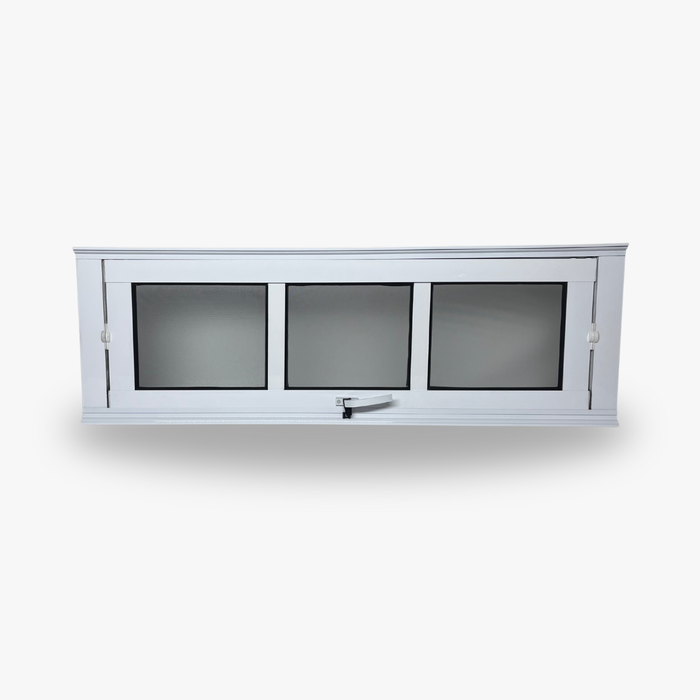 Vitrô Pivotante Três Vidros Branco Horizontal Linha 25