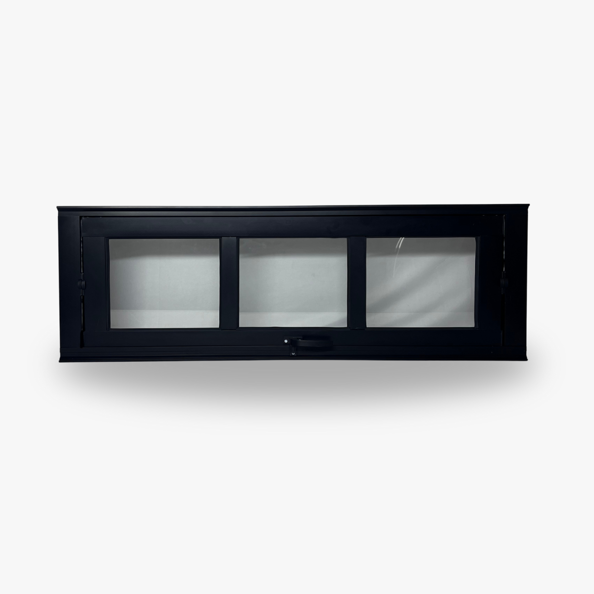 Vitrô Pivotante Três Vidros Preto Horizontal Linha 25