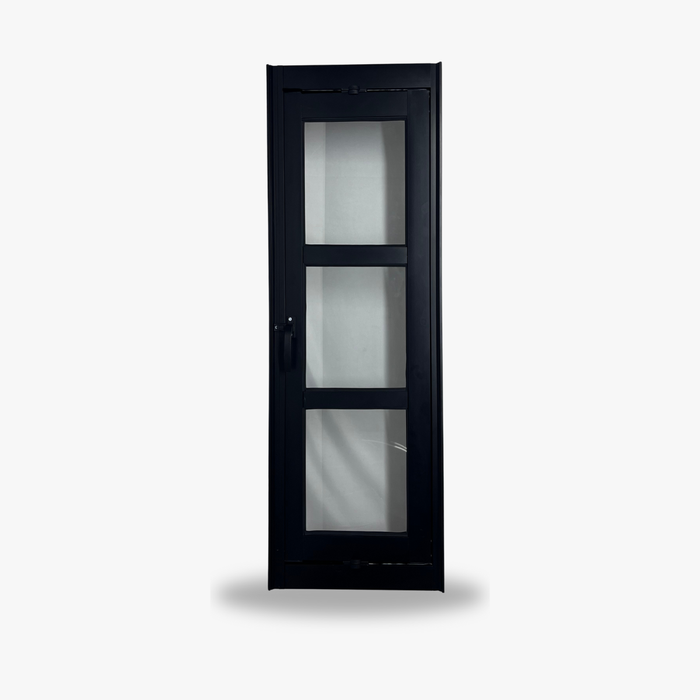 Vitrô Pivotante Três Vidros Preto Vertical Linha 25