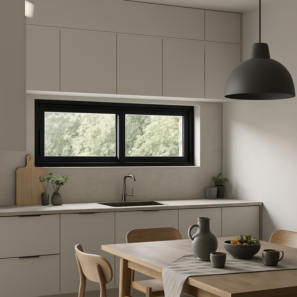 Janela de Alumínio Duas Folhas Móveis - Preta Linha Suprema