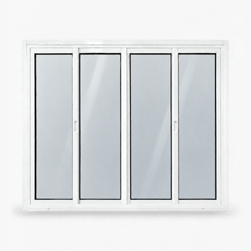 Janela 4 folhas branca com 2 fixas e 2 de correr, vista frontal, 120 × 100 cm (largura × altura), fundo branco