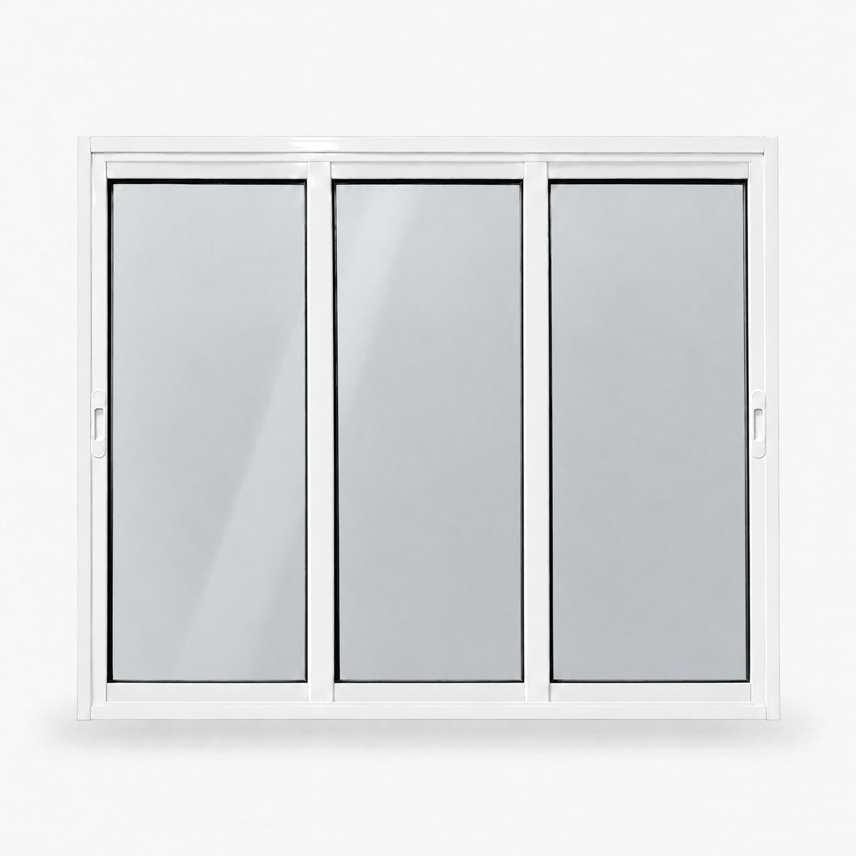 Janela de correr 3 folhas branca para quarto, vista frontal, 120 × 100 cm (largura × altura), fundo branco