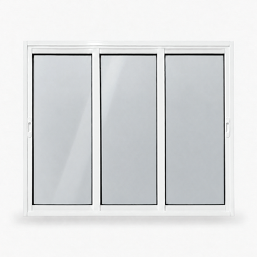 Janela de correr 3 folhas branca para quarto, vista frontal, 120 × 100 cm (largura × altura), fundo branco
