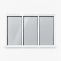 Janela de correr 3 folhas branca para quarto, vista frontal, 150 × 100 cm (largura × altura), fundo branco