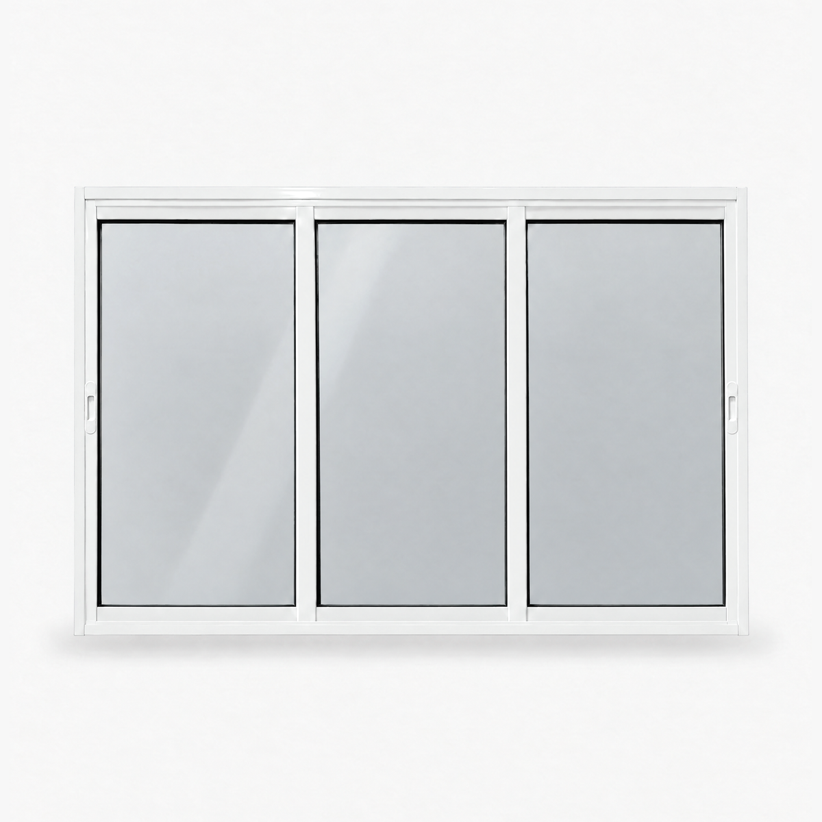 Janela de correr 3 folhas branca para quarto, vista frontal, 150 × 100 cm (largura × altura), fundo branco