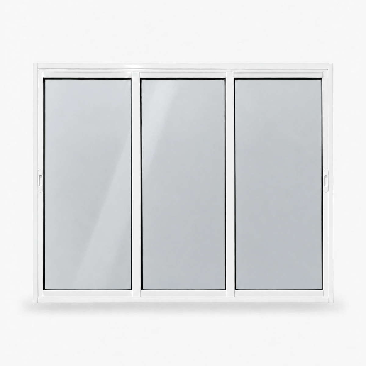 Janela de correr 3 folhas branca para quarto, vista frontal, 150 × 120 cm (largura × altura), fundo branco