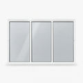 Janela de correr 3 folhas branca para quarto, vista frontal, 180 × 120 cm (largura × altura), fundo branco