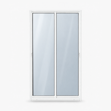 Porta de correr 2 folhas branca, vista frontal, 120 × 210 cm (largura × altura), fundo branco