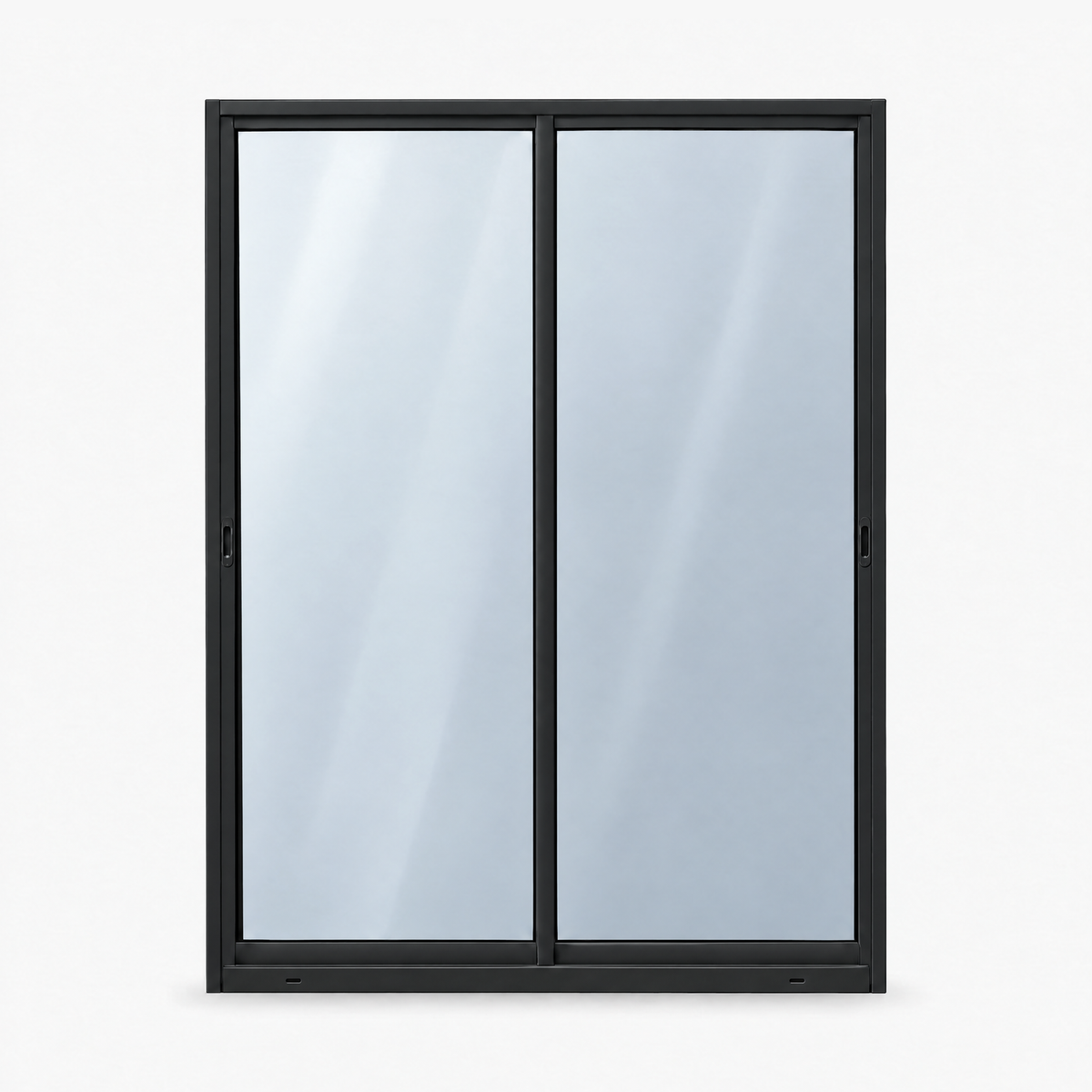 Porta de correr 2 folhas preta, vista frontal, 160 × 210 cm (largura × altura), fundo branco
