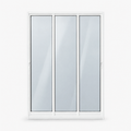 Porta de correr 3 folhas branca, vista frontal, 150 × 210 cm (largura × altura), fundo branco