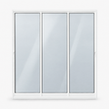 Porta de correr 3 folhas branca, vista frontal, 200 × 210 cm (largura × altura), fundo branco