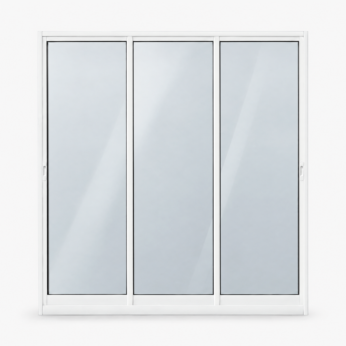 Porta de correr 3 folhas branca, vista frontal, 200 × 210 cm (largura × altura), fundo branco