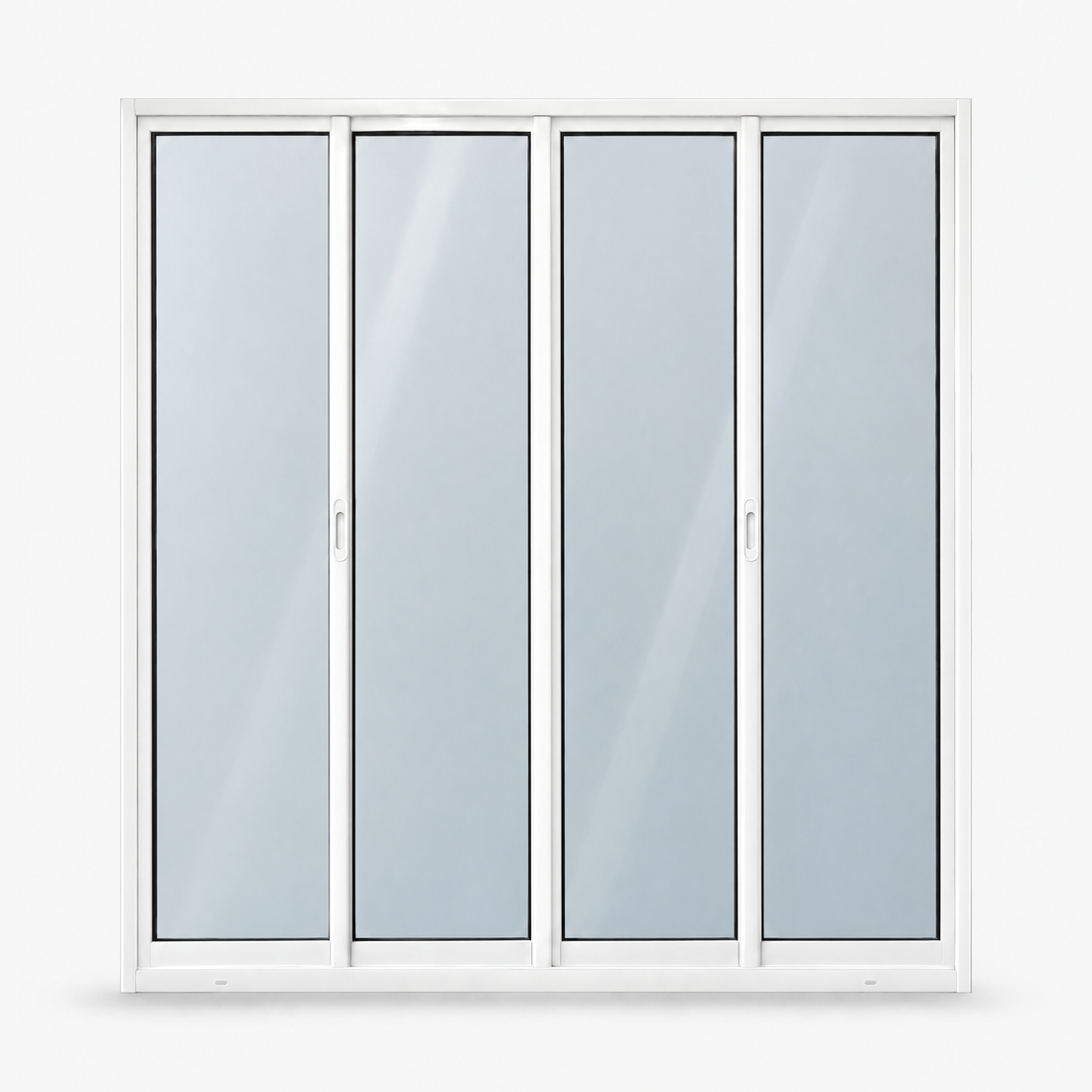 Porta de correr 4 folhas branca com 2 fixas, vista frontal, 200 × 210 cm (largura × altura), fundo branco
