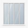 Porta de correr 4 folhas branca com 2 fixas, vista frontal, 200 × 210 cm (largura × altura), fundo branco