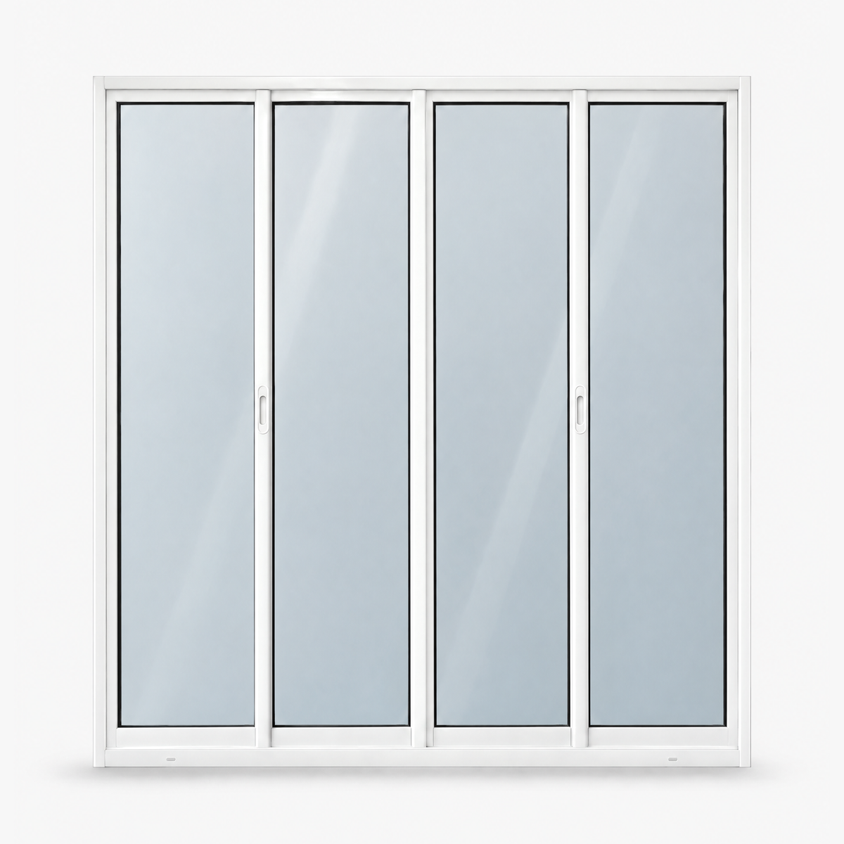 Porta de correr 4 folhas branca com 2 fixas, vista frontal, 200 × 210 cm (largura × altura), fundo branco
