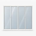Porta de correr 4 folhas branca com 2 fixas, vista frontal, 250 × 210 cm (largura × altura), fundo branco