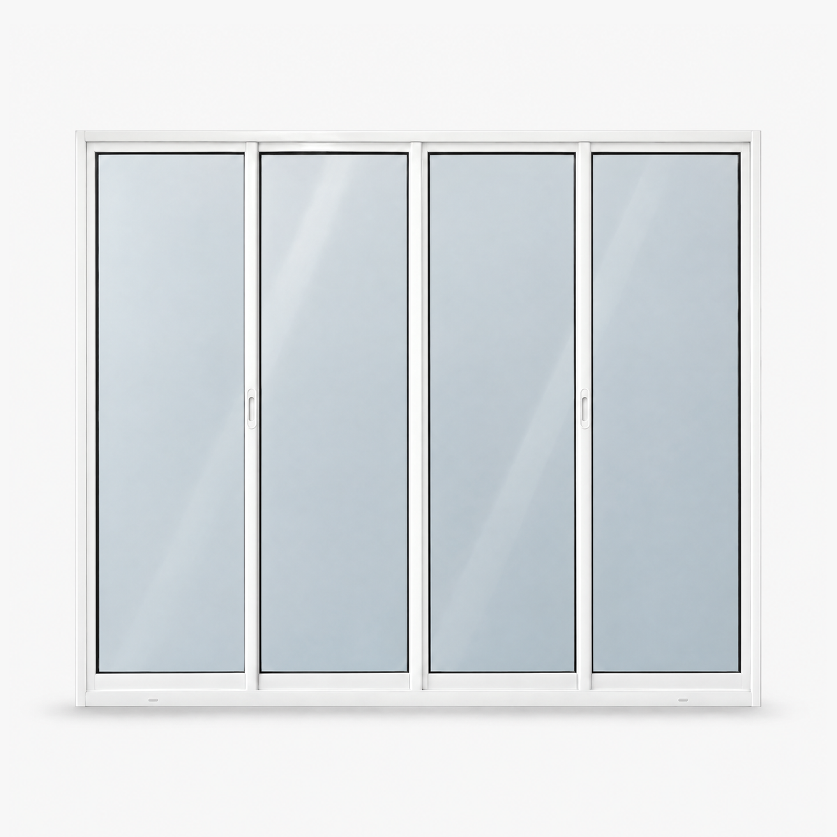 Porta de correr 4 folhas branca com 2 fixas, vista frontal, 250 × 210 cm (largura × altura), fundo branco