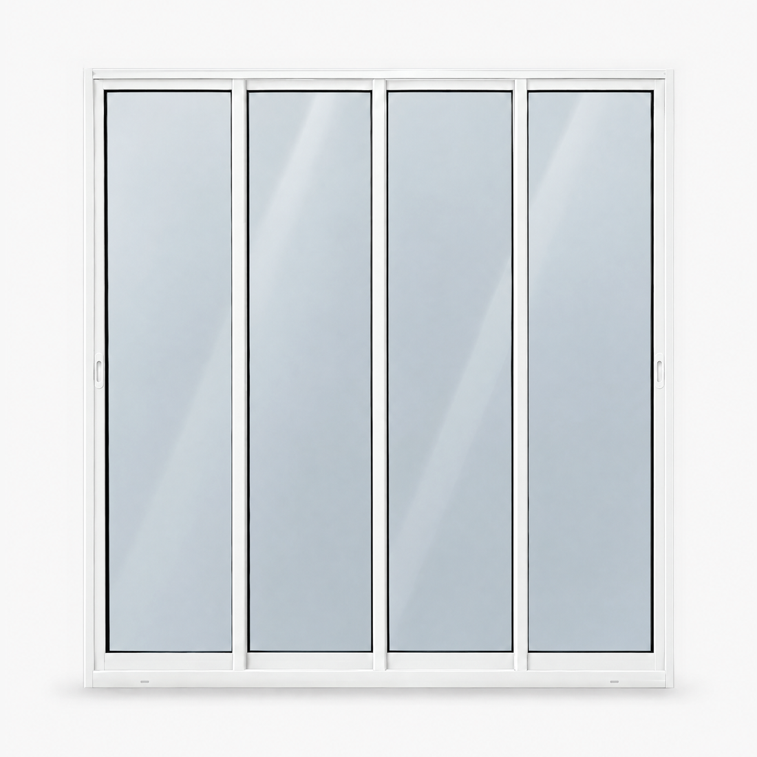 Porta de correr 4 folhas branca, todas de correr, vista frontal, 200 × 210 cm (largura × altura), fundo branco