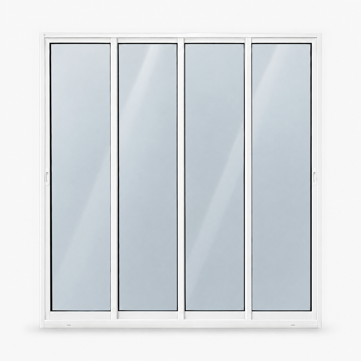 Porta de correr 4 folhas branca, todas de correr, vista frontal, 200 × 210 cm (largura × altura), fundo branco