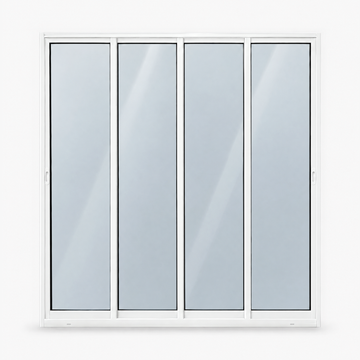 Porta de correr 4 folhas branca, todas de correr, vista frontal, 200 × 210 cm (largura × altura), fundo branco