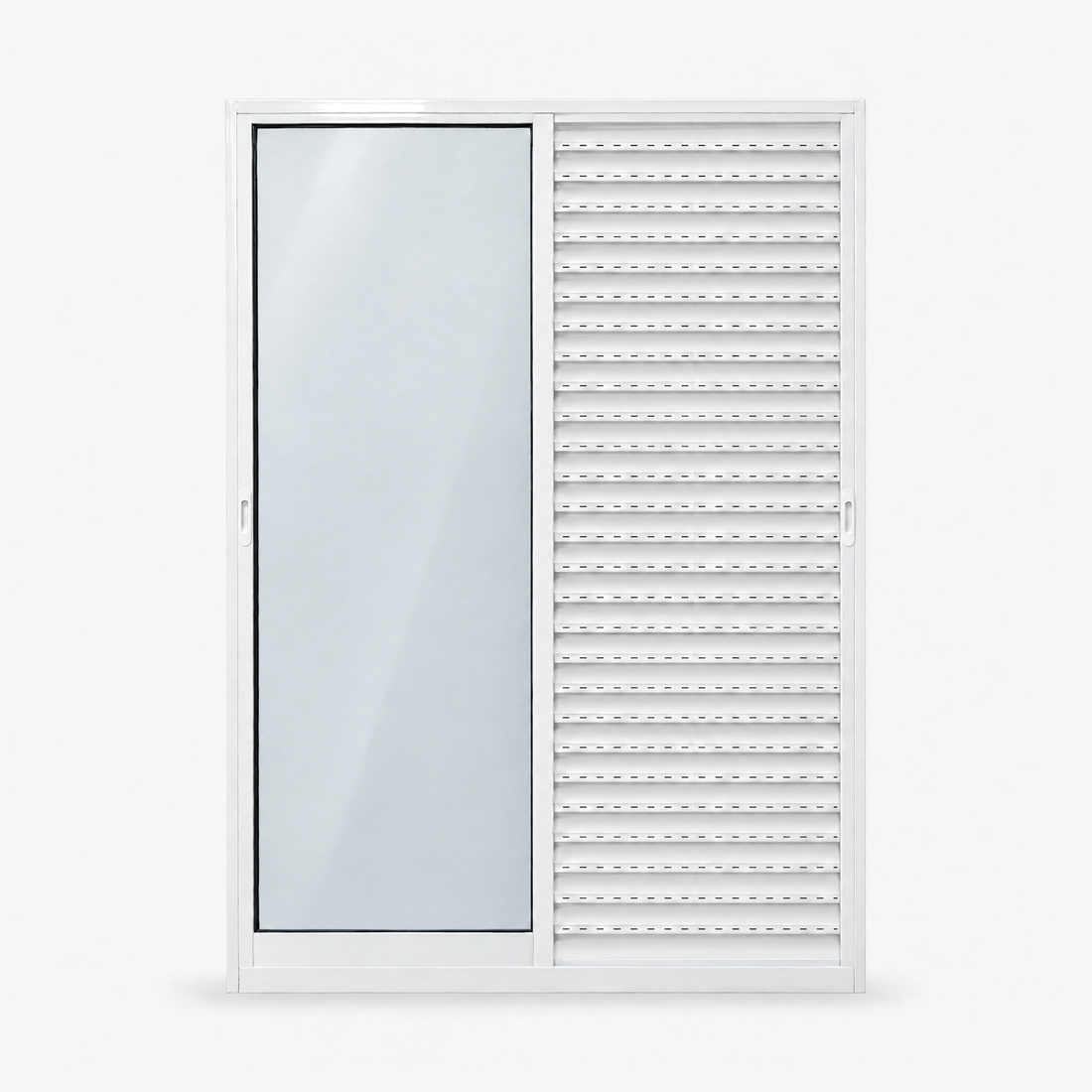 Porta veneziana 3 folhas branca, vista frontal, 150 × 210 cm (largura × altura), fundo branco