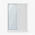 Porta veneziana 3 folhas branca, vista frontal, 150 × 210 cm (largura × altura), fundo branco