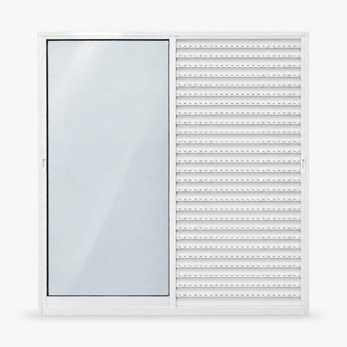 Porta veneziana 3 folhas branca, vista frontal, 200 × 210 cm (largura × altura), fundo branco