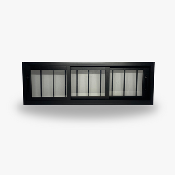 Janela de Correr Três Folhas - Preta com Grade Embutida Linha Suprema
